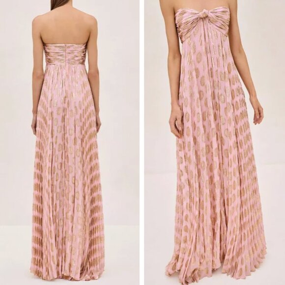 Alexis Maryana Maxi Dress Gown XS/S/M Murex Pink Blush Gold Vacation - Picture 3 of 10